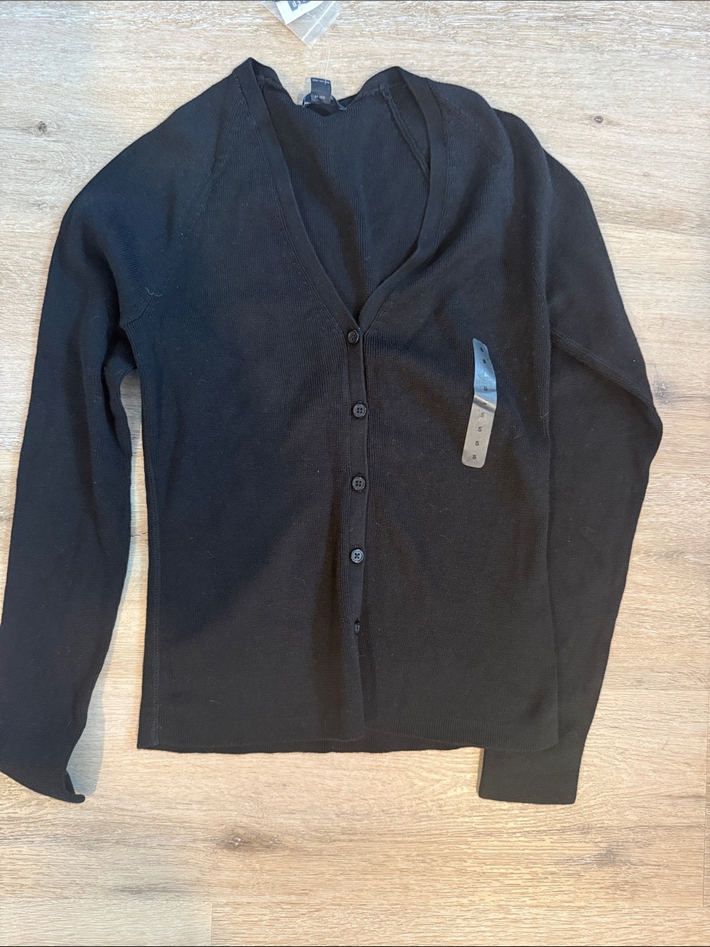 GAP Black V-Neck Button-Up Cardigan